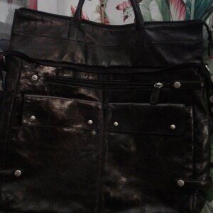 Kate Landry Extra Large Black Leather Tote